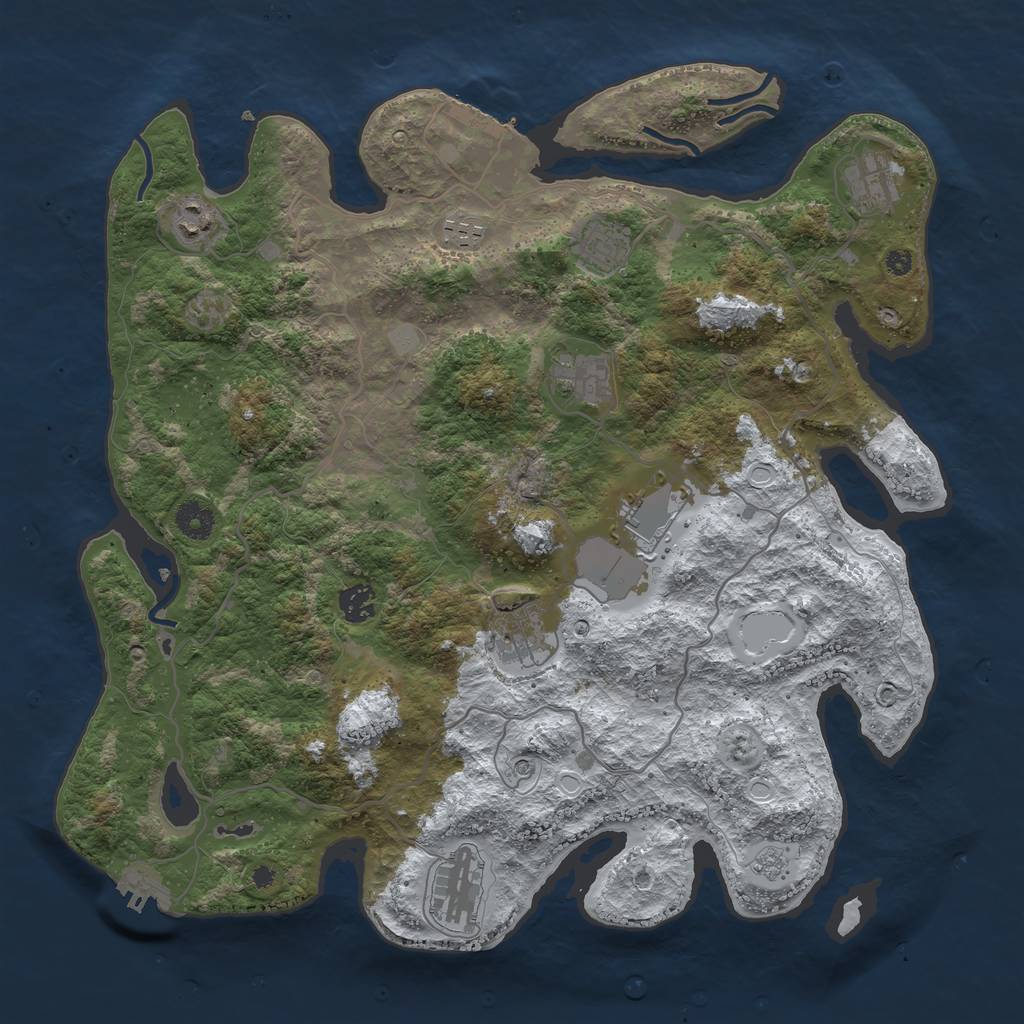 Rust Map: Procedural Map, Size: 4000, Seed: 1500, 18 Monuments