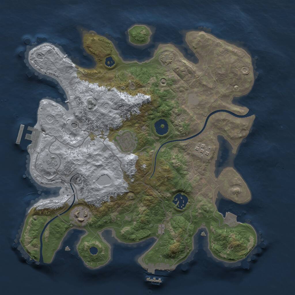 Rust Map: Procedural Map, Size: 3000, Seed: 14698, 10 Monuments