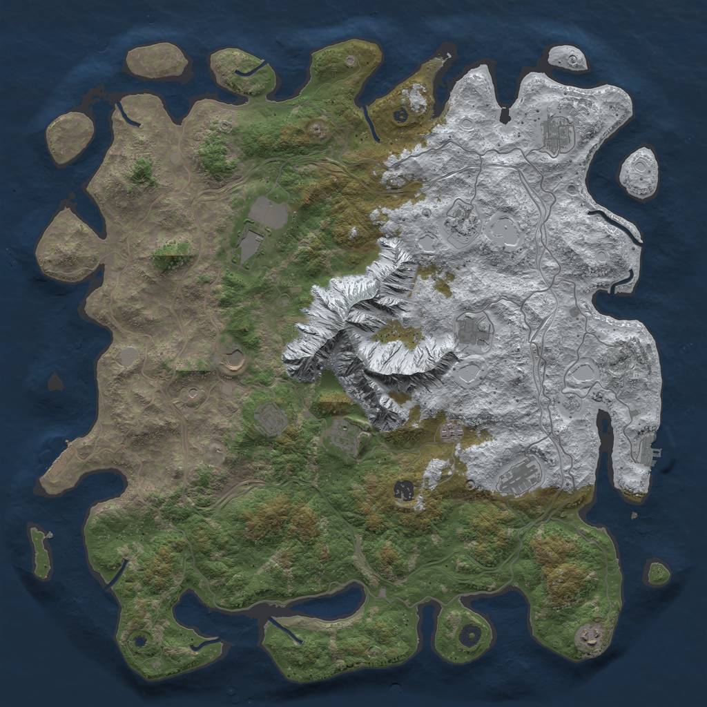 Rust Map: Procedural Map, Size: 5000, Seed: 68, 20 Monuments