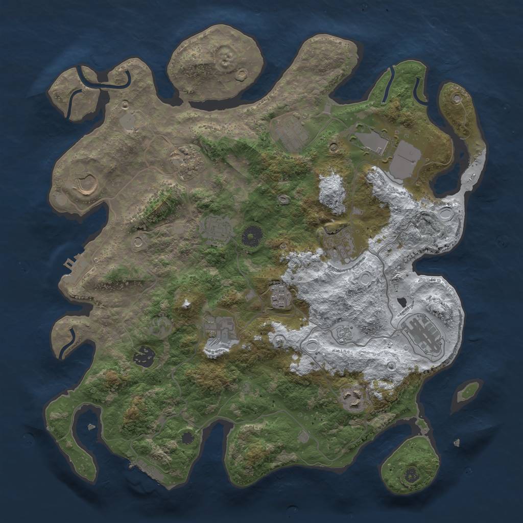 Rust Map: Procedural Map, Size: 3750, Seed: 630760127, 20 Monuments
