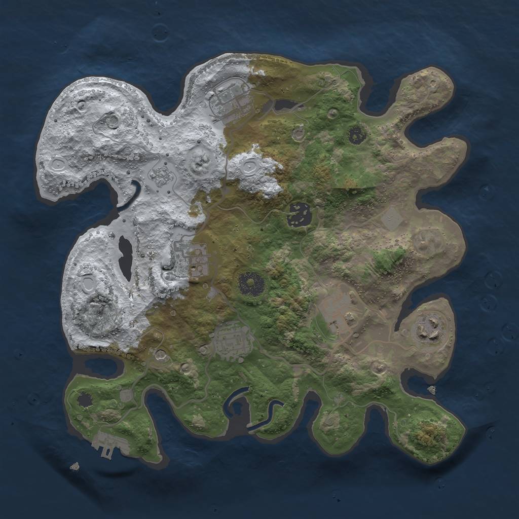 Rust Map: Procedural Map, Size: 3000, Seed: 1794650943, 14 Monuments