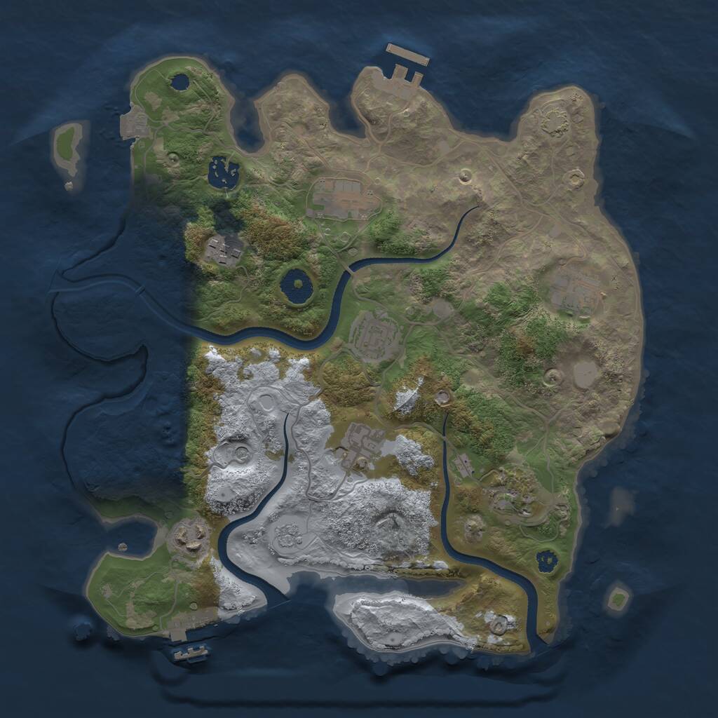 Rust Map: Procedural Map, Size: 3301, Seed: 158361285, 14 Monuments