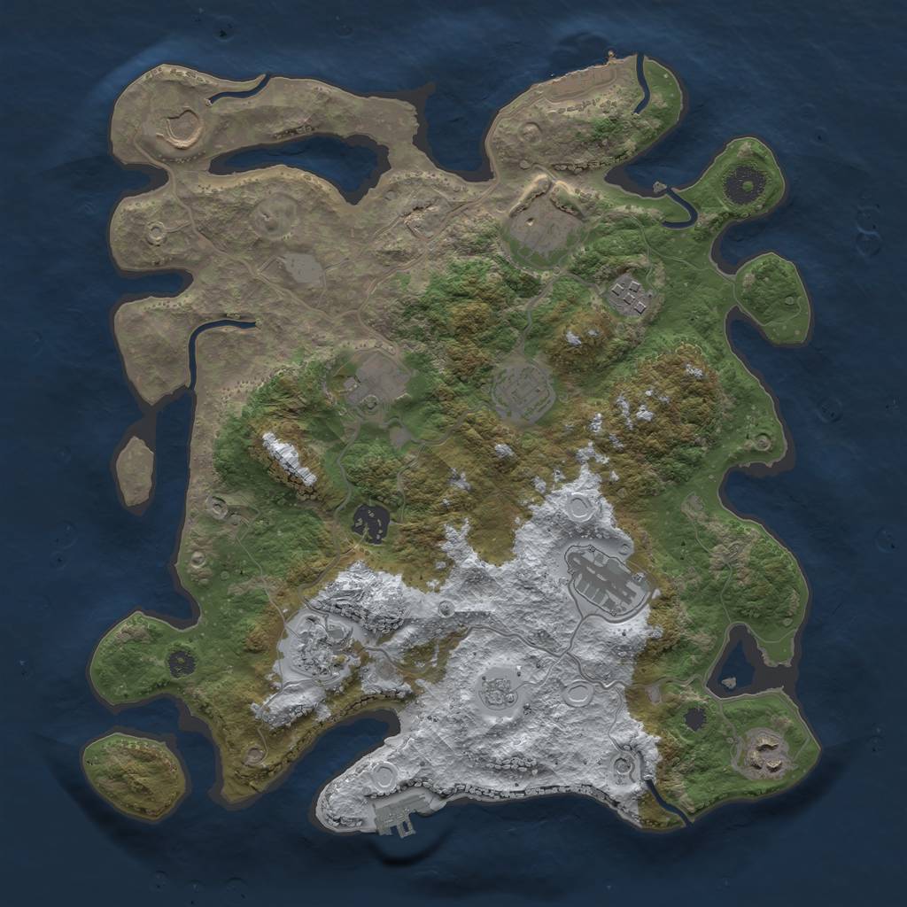 Rust Map: Procedural Map, Size: 3500, Seed: 1040569635, 18 Monuments