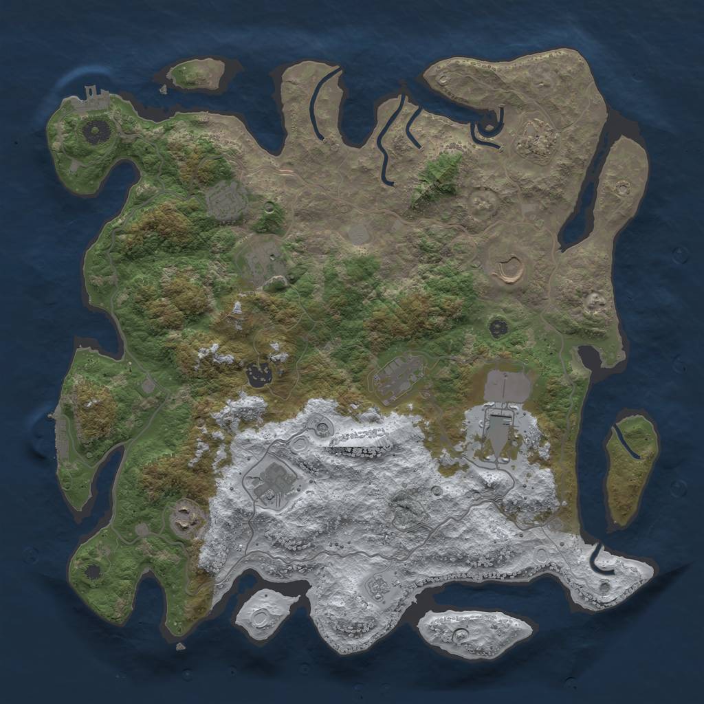 Rust Map: Procedural Map, Size: 4000, Seed: 13524, 18 Monuments