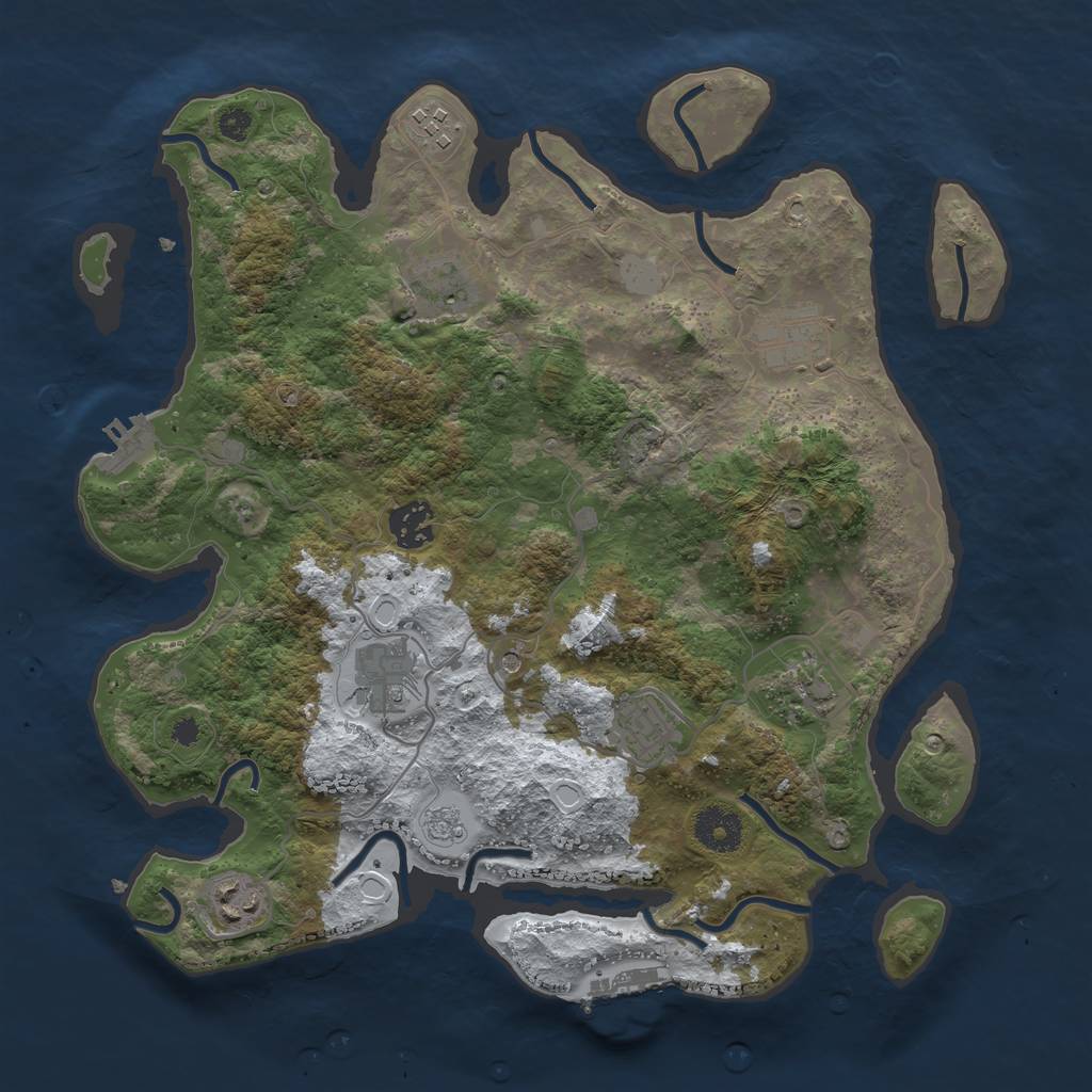 Rust Map: Procedural Map, Size: 3470, Seed: 158361285, 17 Monuments