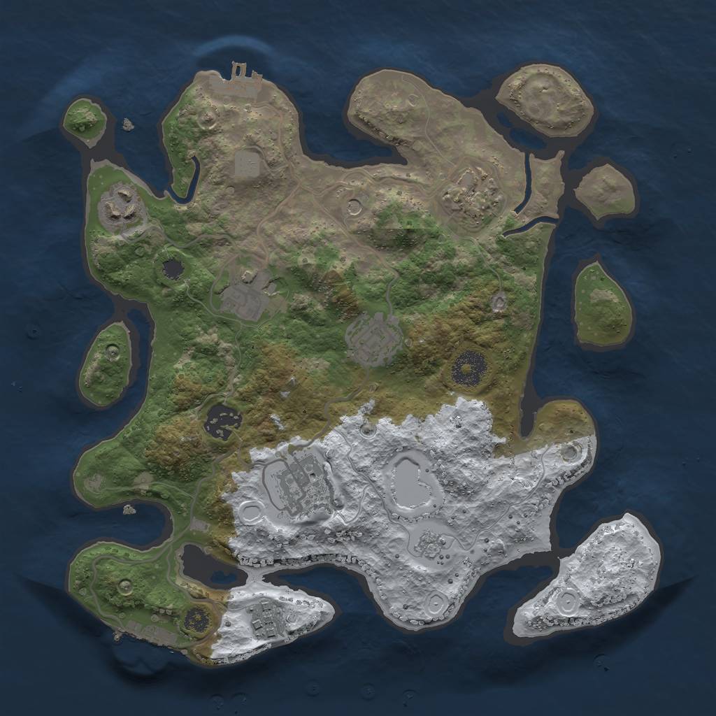 Rust Map: Procedural Map, Size: 3000, Seed: 22684, 16 Monuments
