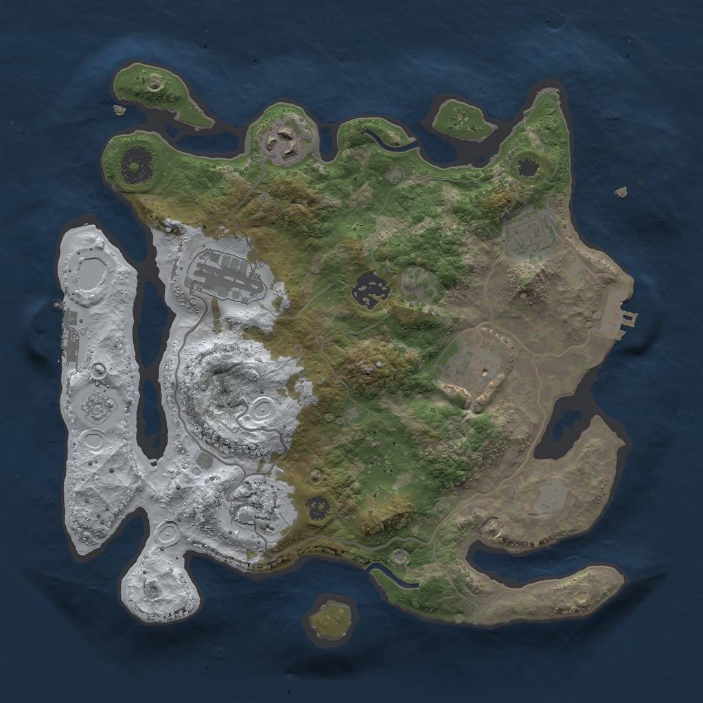 Rust Map: Procedural Map, Size: 3000, Seed: 989753669, 14 Monuments