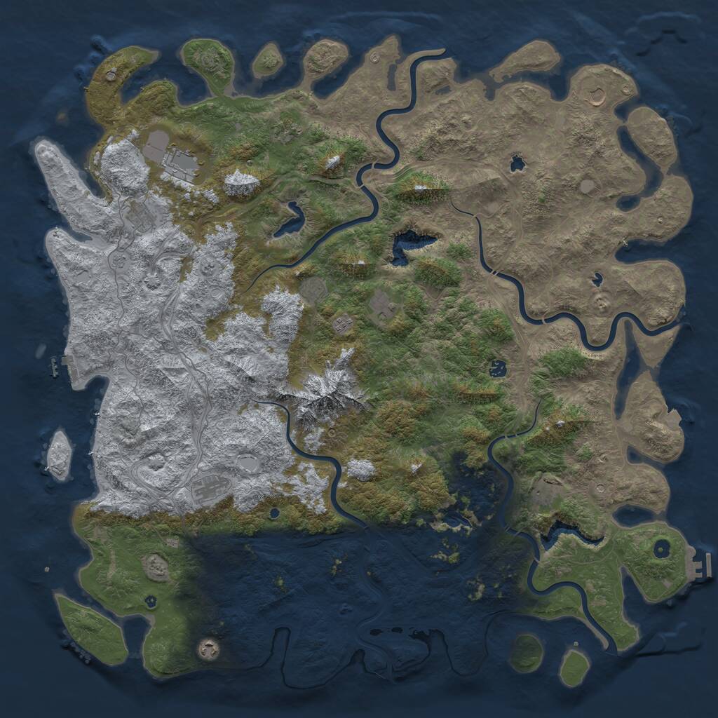 Rust Map: Procedural Map, Size: 6000, Seed: 791054, 17 Monuments