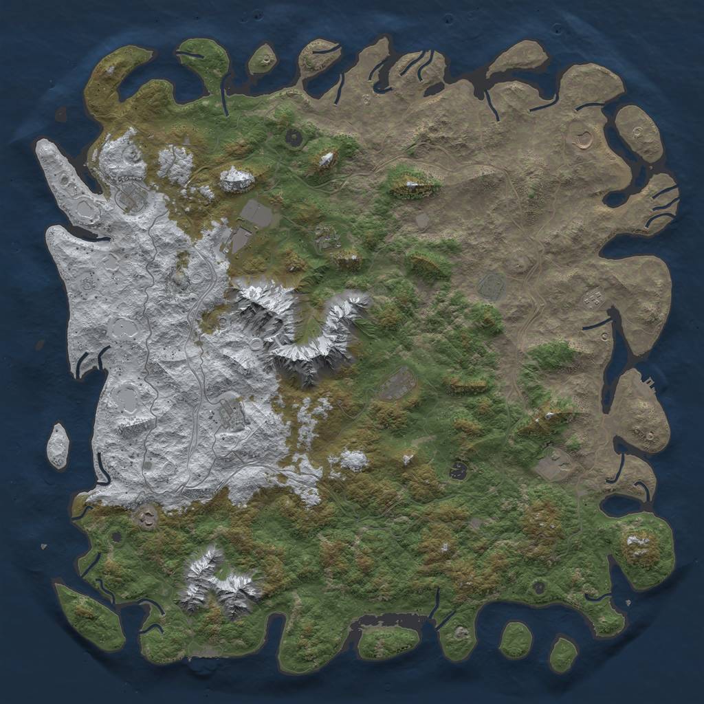 Rust Map: Procedural Map, Size: 6000, Seed: 791054, 20 Monuments