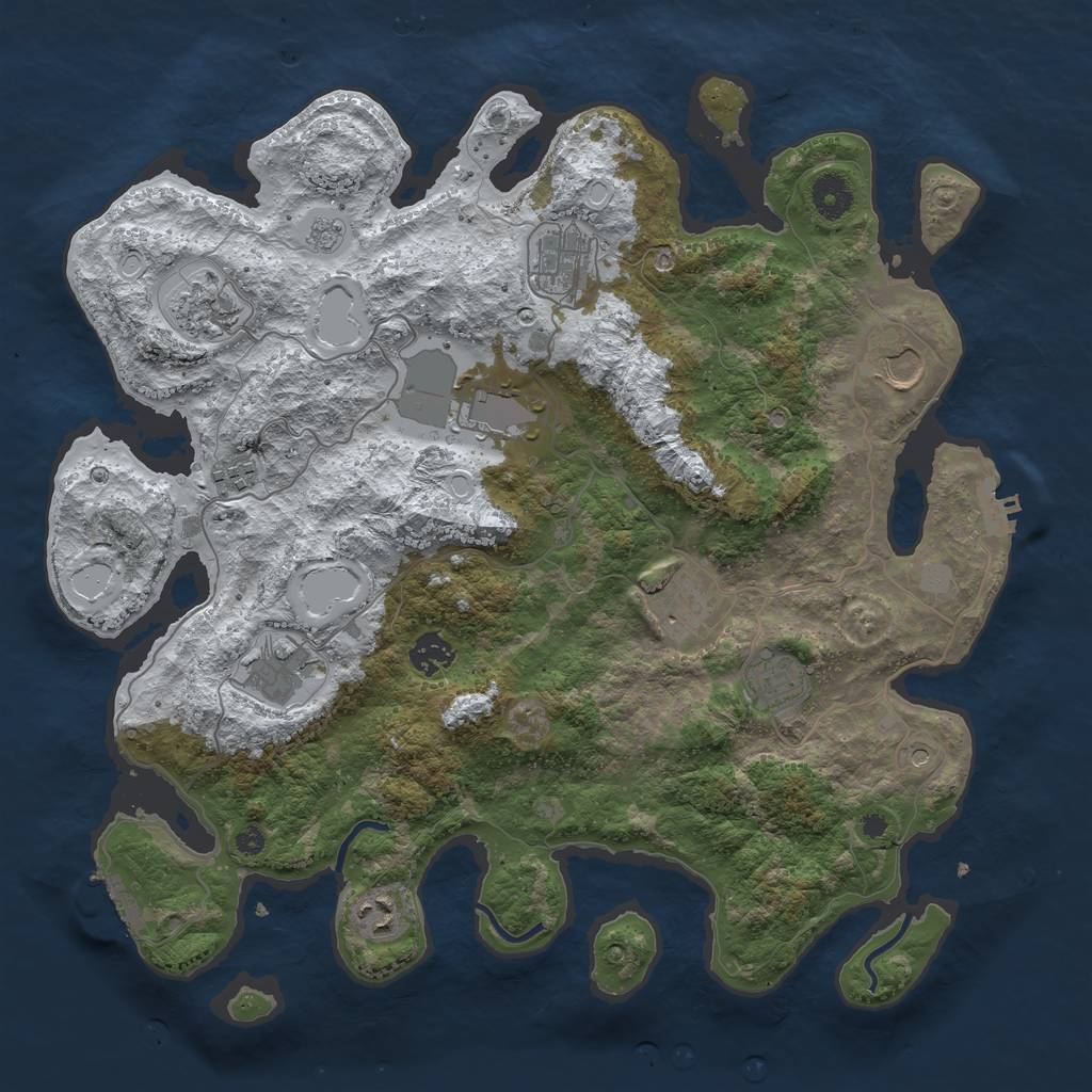 Rust Map: Procedural Map, Size: 3900, Seed: 1140727702, 19 Monuments