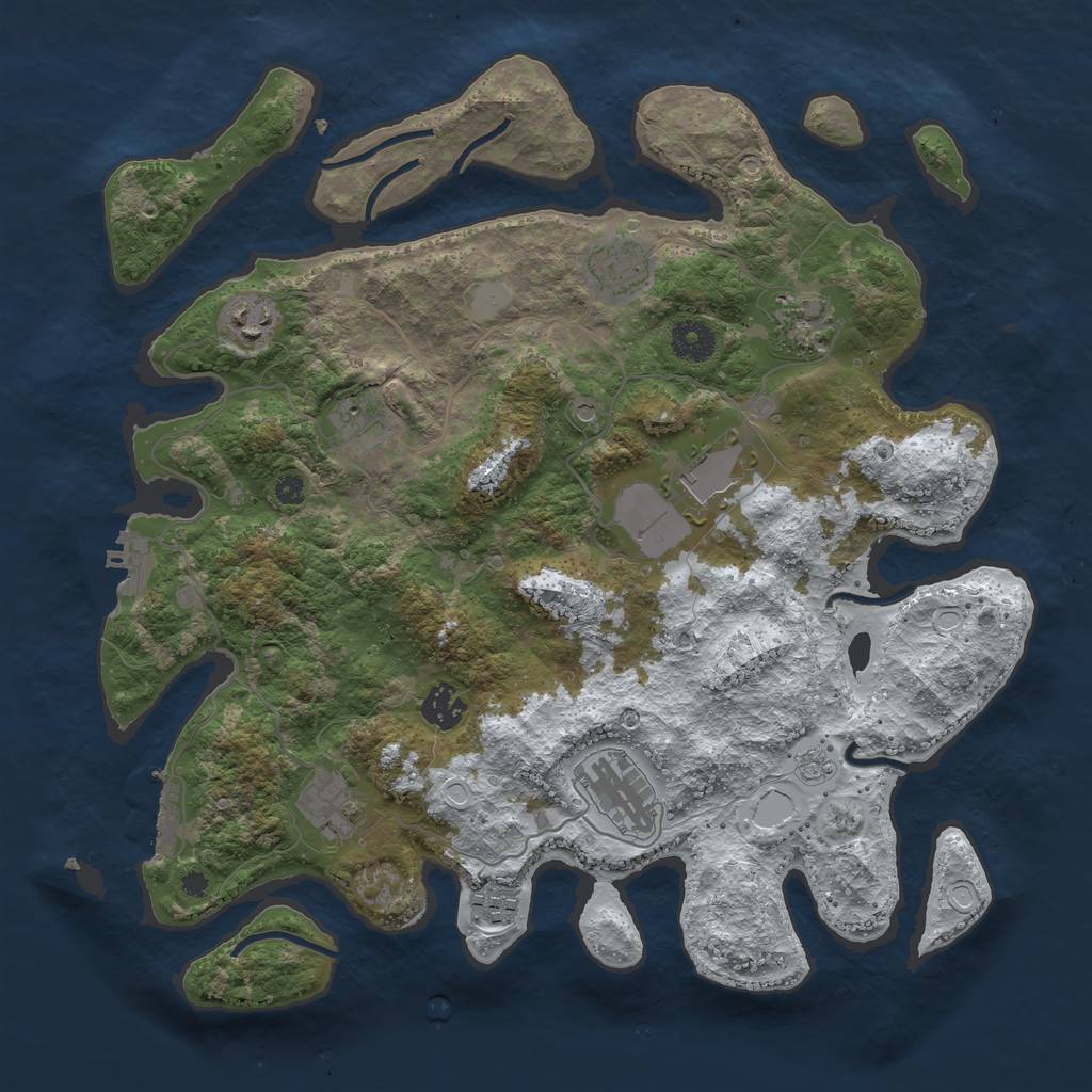 Rust Map: Procedural Map, Size: 3750, Seed: 402337450, 18 Monuments