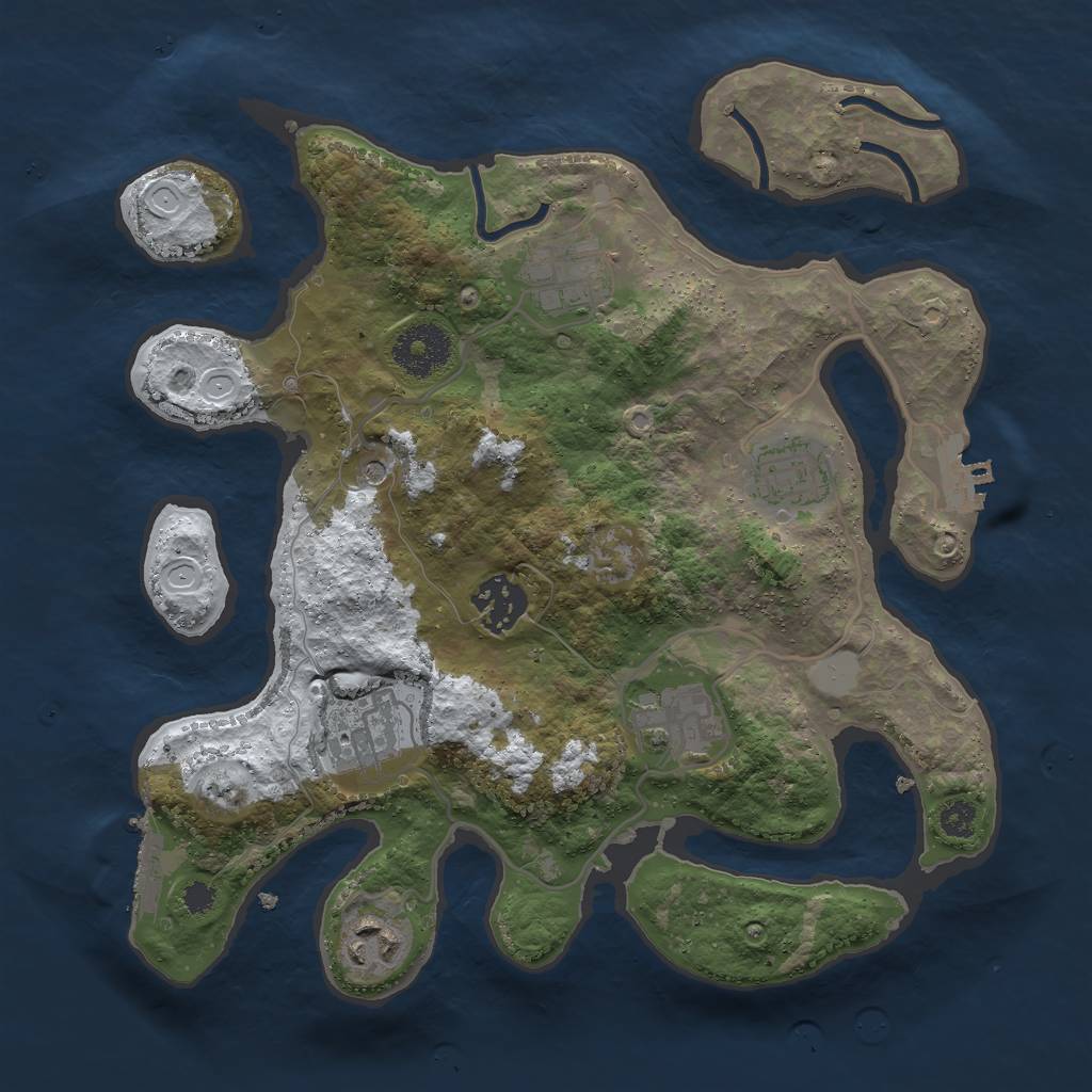 Rust Map: Procedural Map, Size: 3000, Seed: 2092292648, 14 Monuments