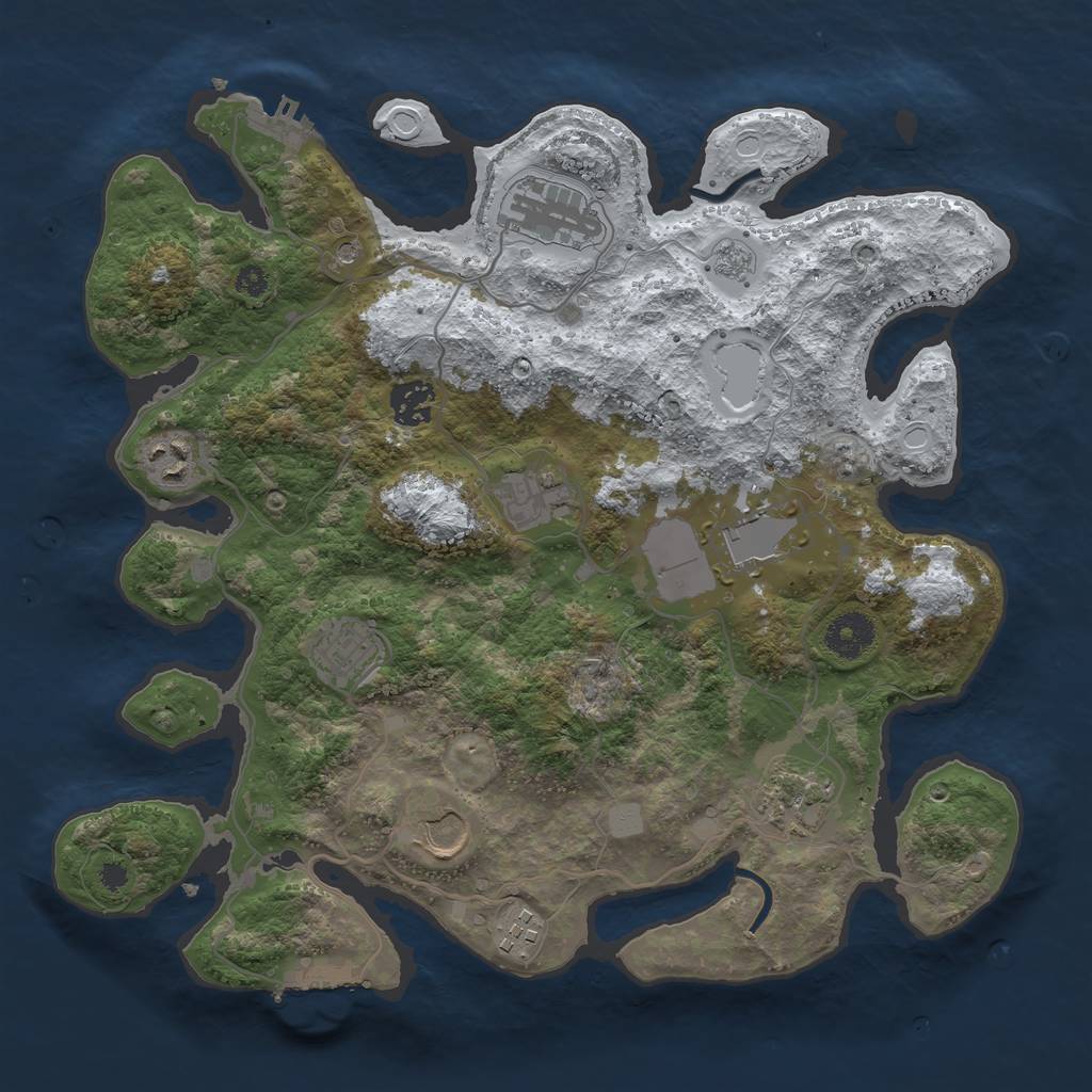 Rust Map: Procedural Map, Size: 3500, Seed: 1301572099, 18 Monuments