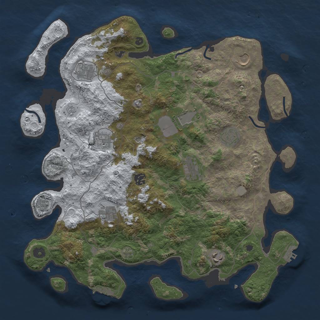 Rust Map: Procedural Map, Size: 4000, Seed: 543276543, 19 Monuments