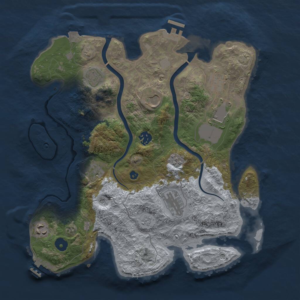 Rust Map: Procedural Map, Size: 3500, Seed: 889004389, 15 Monuments