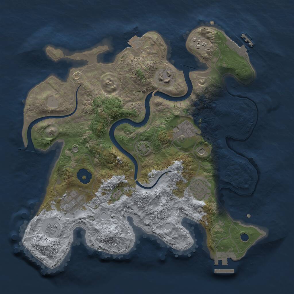Rust Map: Procedural Map, Size: 3000, Seed: 592662589, 11 Monuments