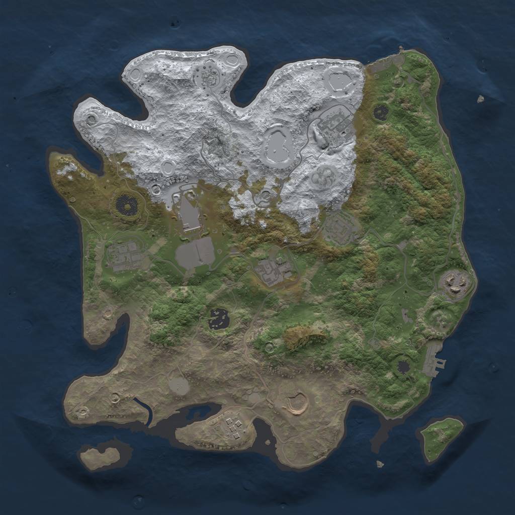 Rust Map: Procedural Map, Size: 3500, Seed: 256258, 18 Monuments