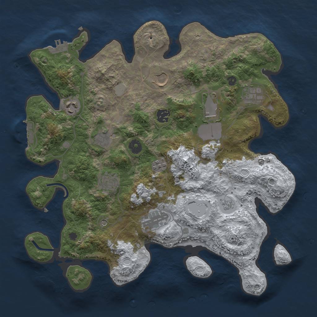 Rust Map: Procedural Map, Size: 3500, Seed: 1417016990, 18 Monuments