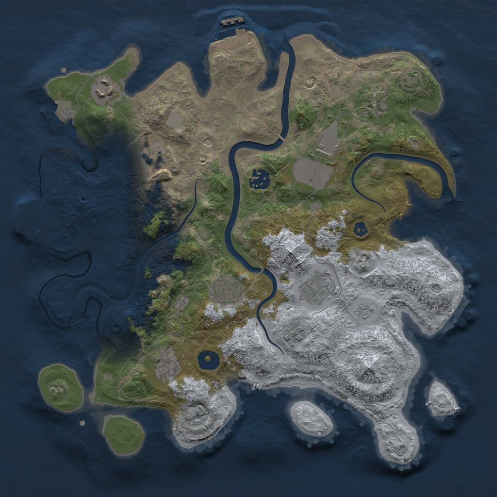 Rust Map: Procedural Map, Size: 3500, Seed: 1417016990, 15 Monuments