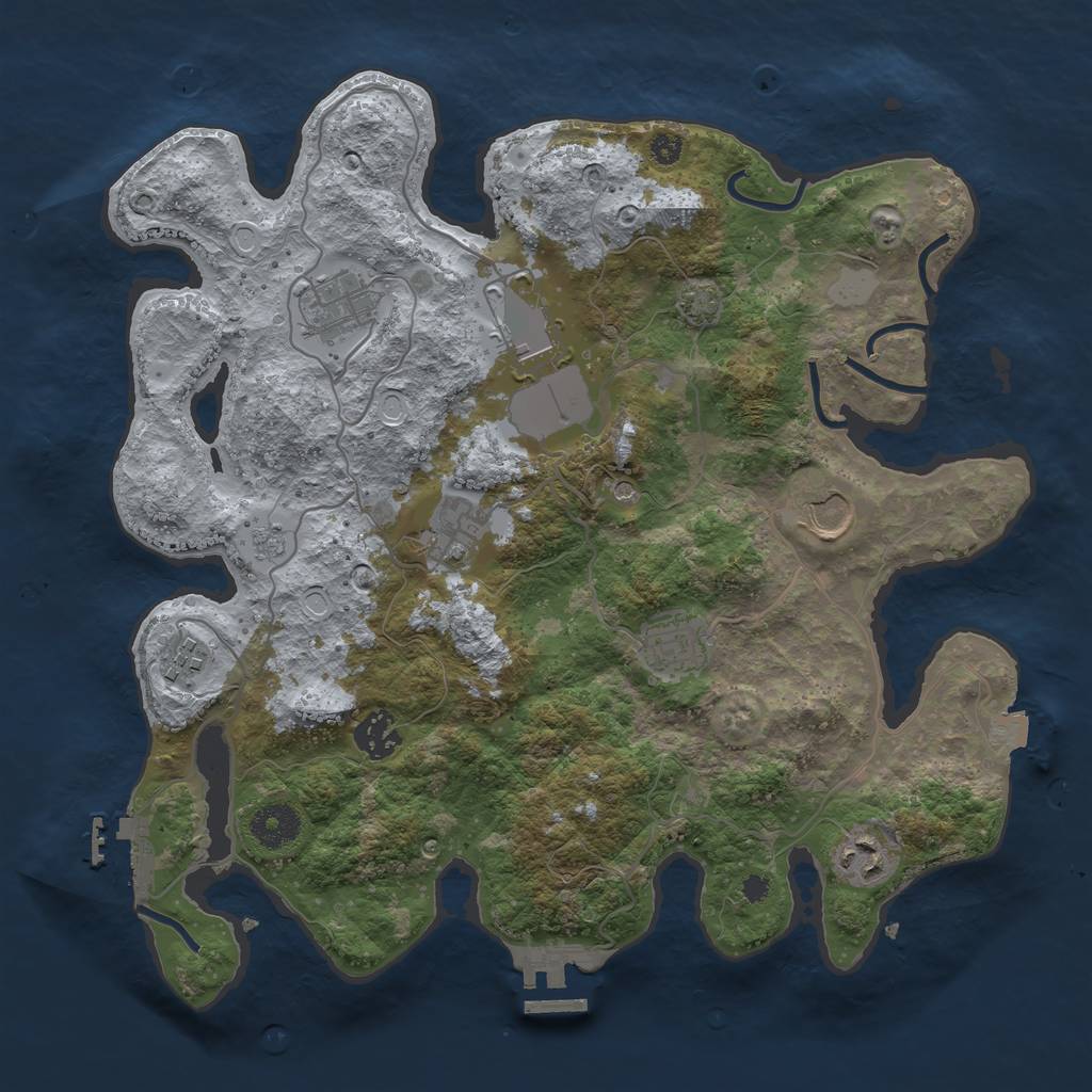 Rust Map: Procedural Map, Size: 3500, Seed: 12300, 16 Monuments