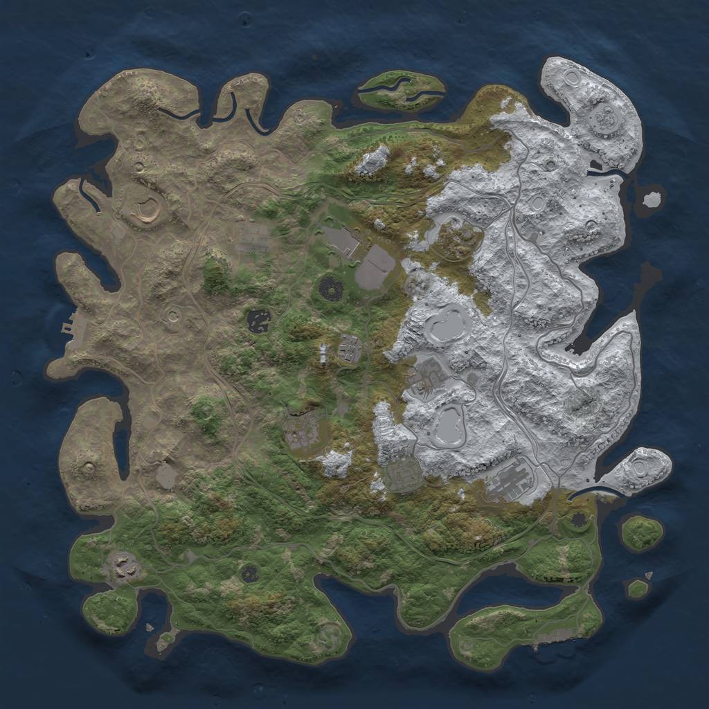 Rust Map: Procedural Map, Size: 4300, Seed: 8523841, 20 Monuments