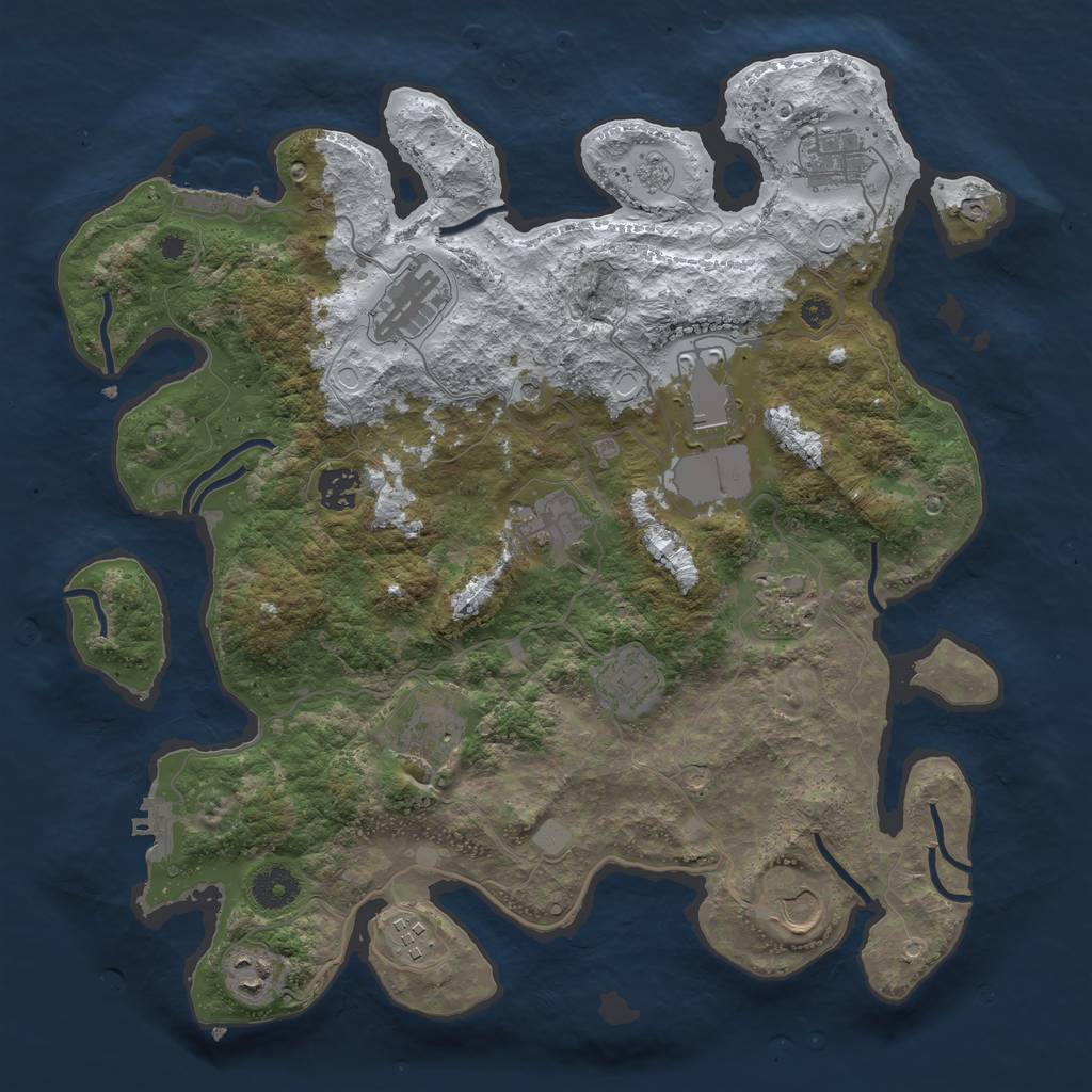 Rust Map: Procedural Map, Size: 3750, Seed: 1686771925, 20 Monuments