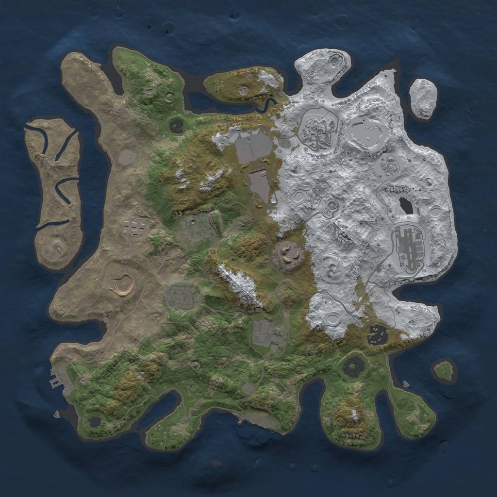 Rust Map: Procedural Map, Size: 3500, Seed: 918814123, 19 Monuments