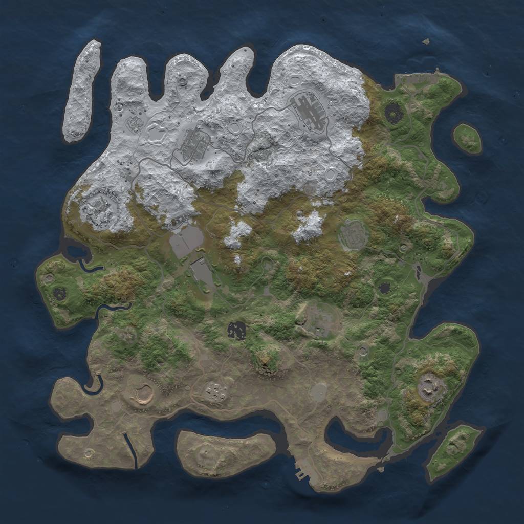 Rust Map: Procedural Map, Size: 4000, Seed: 858174, 19 Monuments