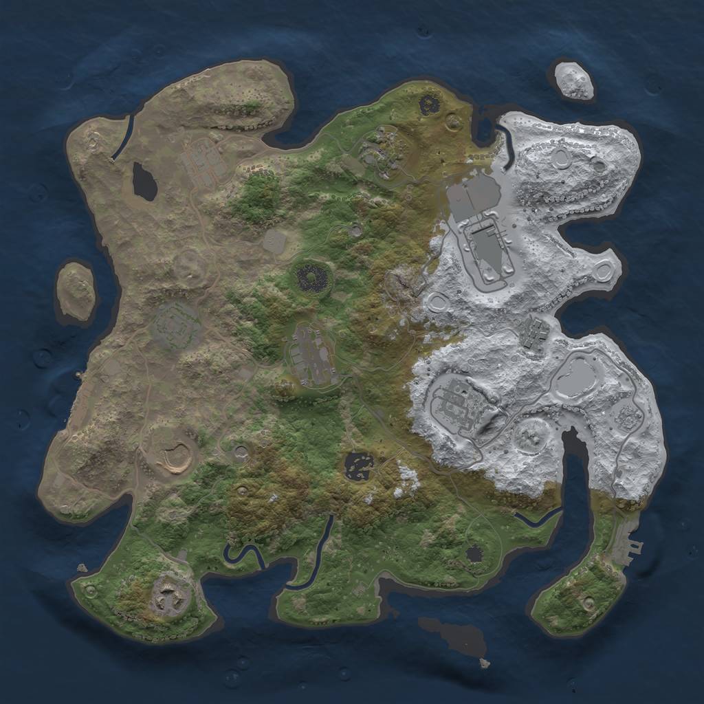 Rust Map: Procedural Map, Size: 3500, Seed: 824635297, 19 Monuments