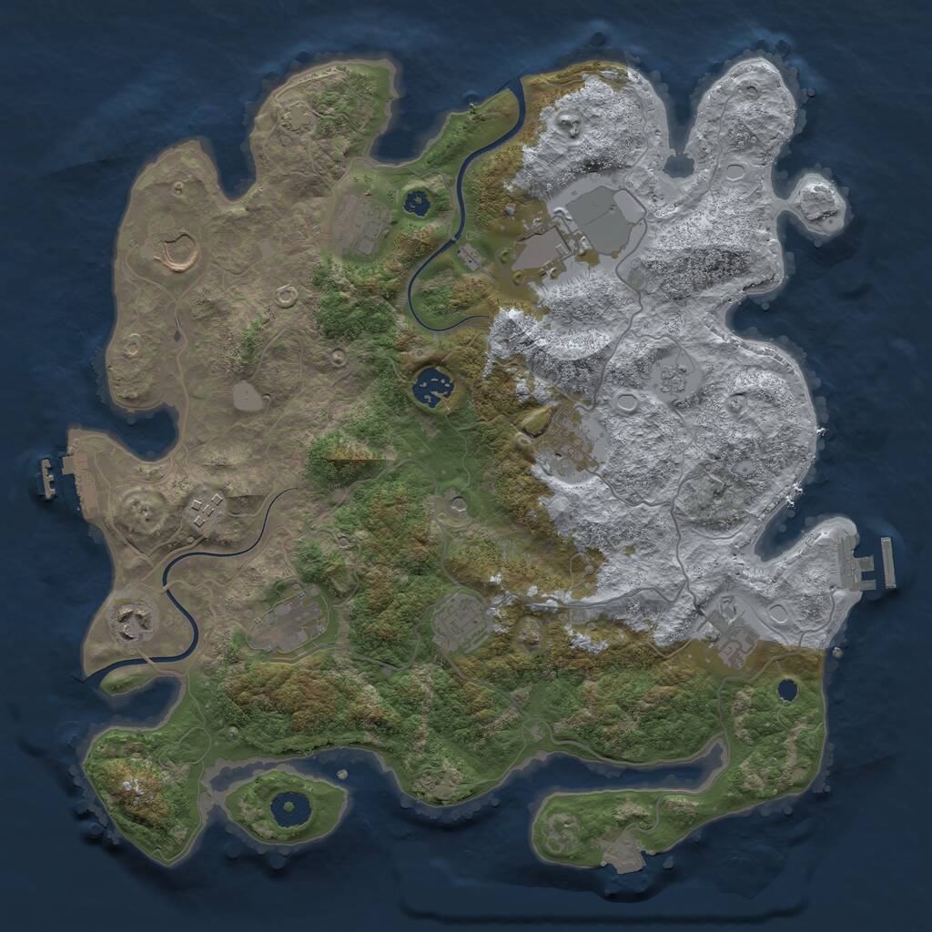 Rust Map: Procedural Map, Size: 3700, Seed: 28766343, 16 Monuments
