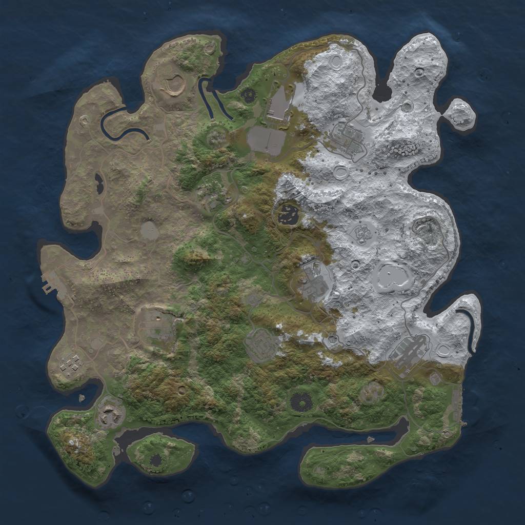 Rust Map: Procedural Map, Size: 3700, Seed: 28766343, 20 Monuments