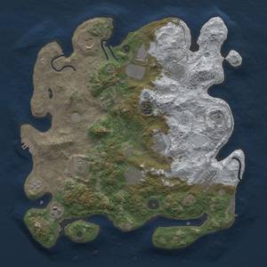 Thumbnail Rust Map: Procedural Map, Size: 3700, Seed: 28766343, 20 Monuments