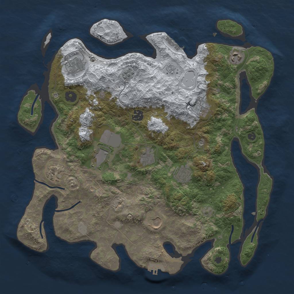 Rust Map: Procedural Map, Size: 3800, Seed: 1192896872, 19 Monuments