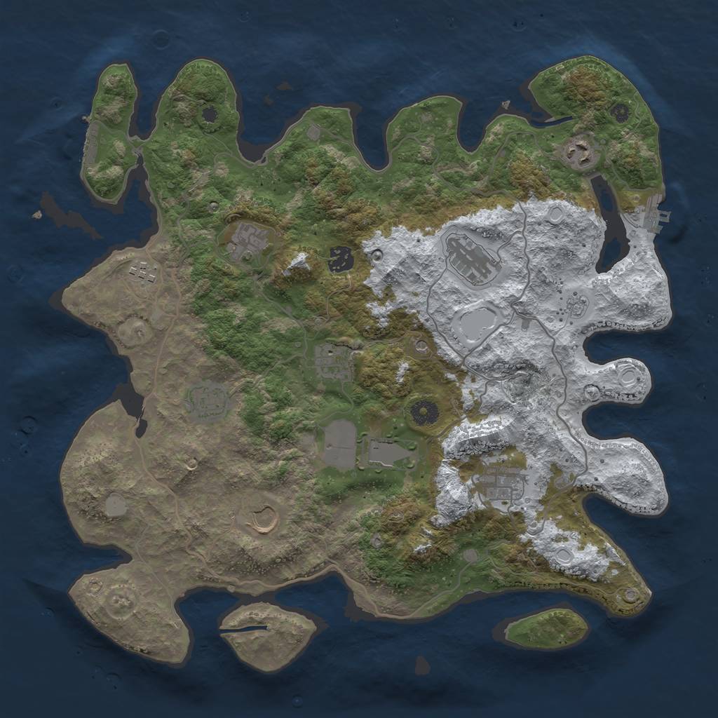 Rust Map: Procedural Map, Size: 4000, Seed: 914232717, 19 Monuments