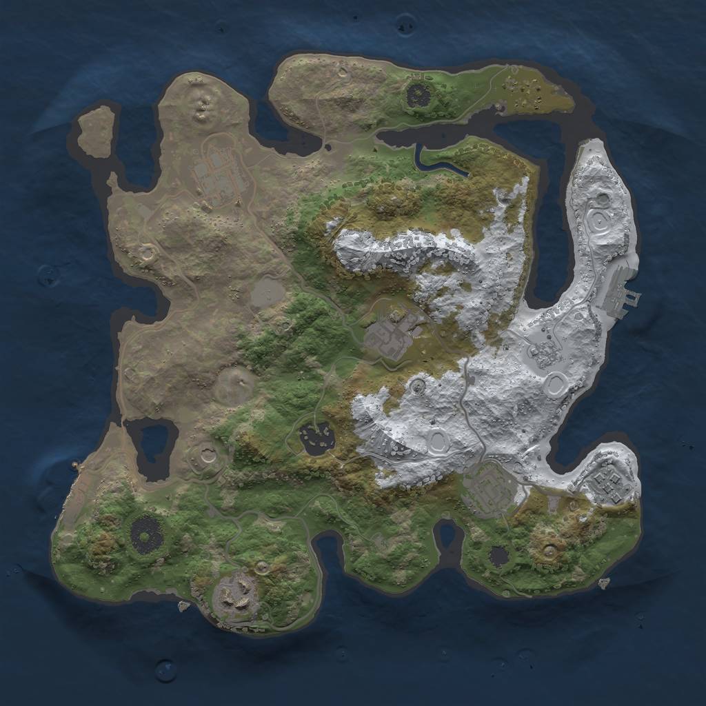 Rust Map: Procedural Map, Size: 3000, Seed: 10901, 15 Monuments