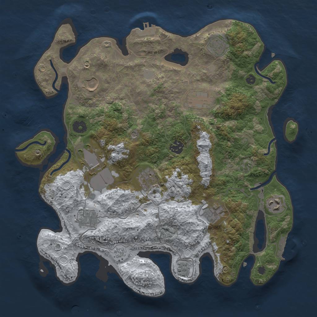 Rust Map: Procedural Map, Size: 3500, Seed: 1319136357, 19 Monuments