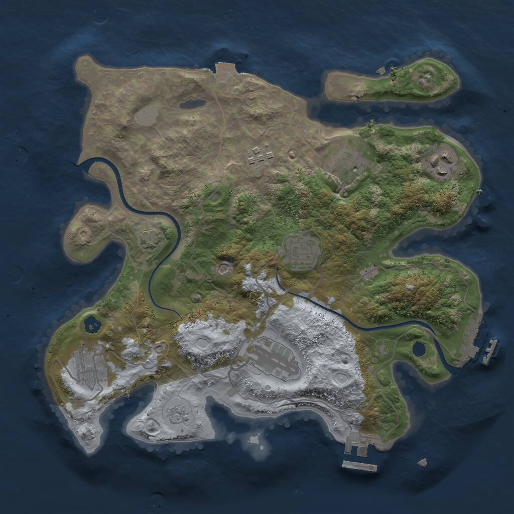 Rust Map: Procedural Map, Size: 3000, Seed: 1020904293, 12 Monuments
