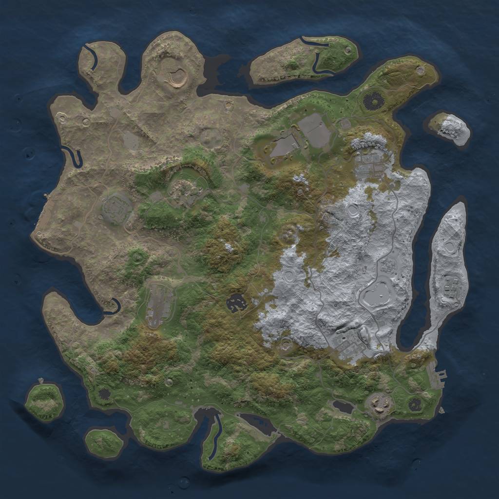 Rust Map: Procedural Map, Size: 3850, Seed: 38919172, 17 Monuments