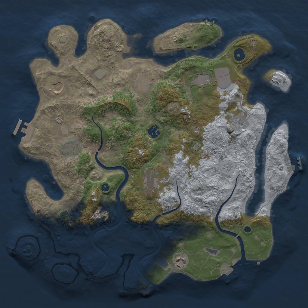 Rust Map: Procedural Map, Size: 3850, Seed: 38919172, 15 Monuments