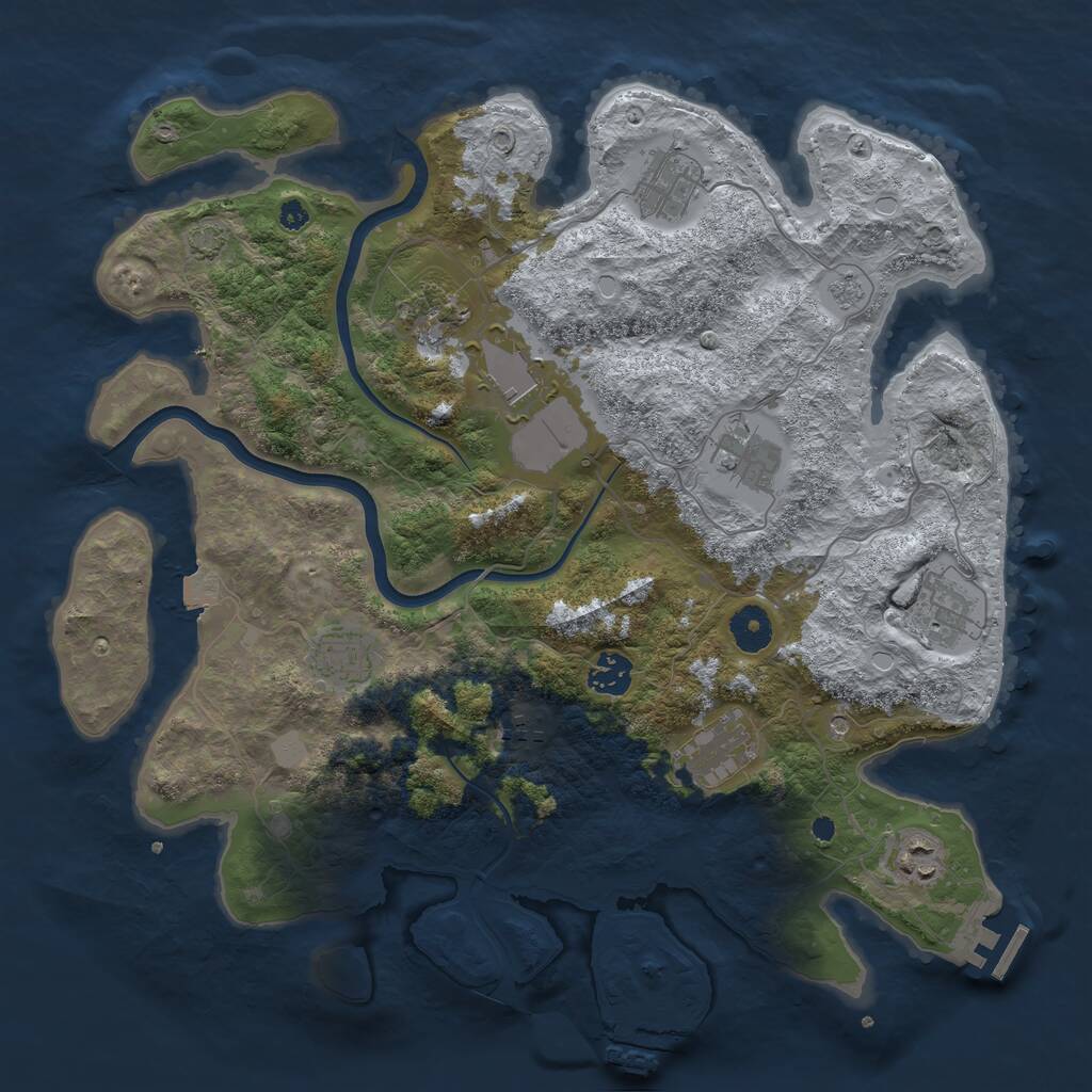 Rust Map: Procedural Map, Size: 3750, Seed: 2125779995, 16 Monuments