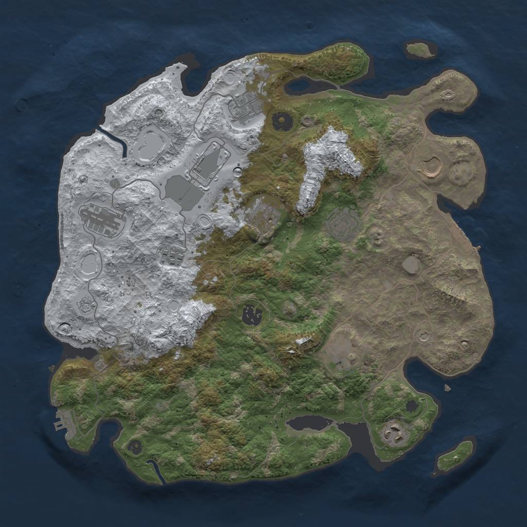 Rust Map: Procedural Map, Size: 3800, Seed: 637971252, 19 Monuments