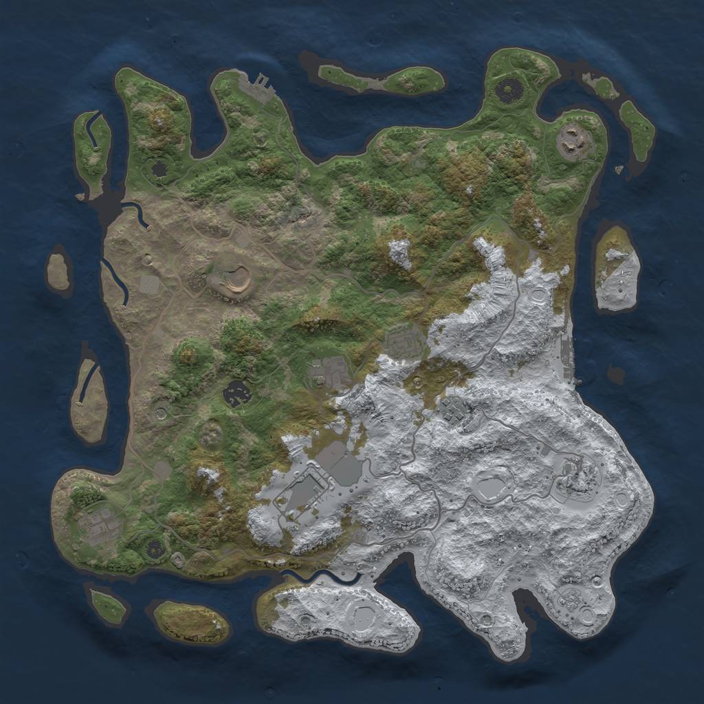 Rust Map: Procedural Map, Size: 4000, Seed: 879837, 18 Monuments
