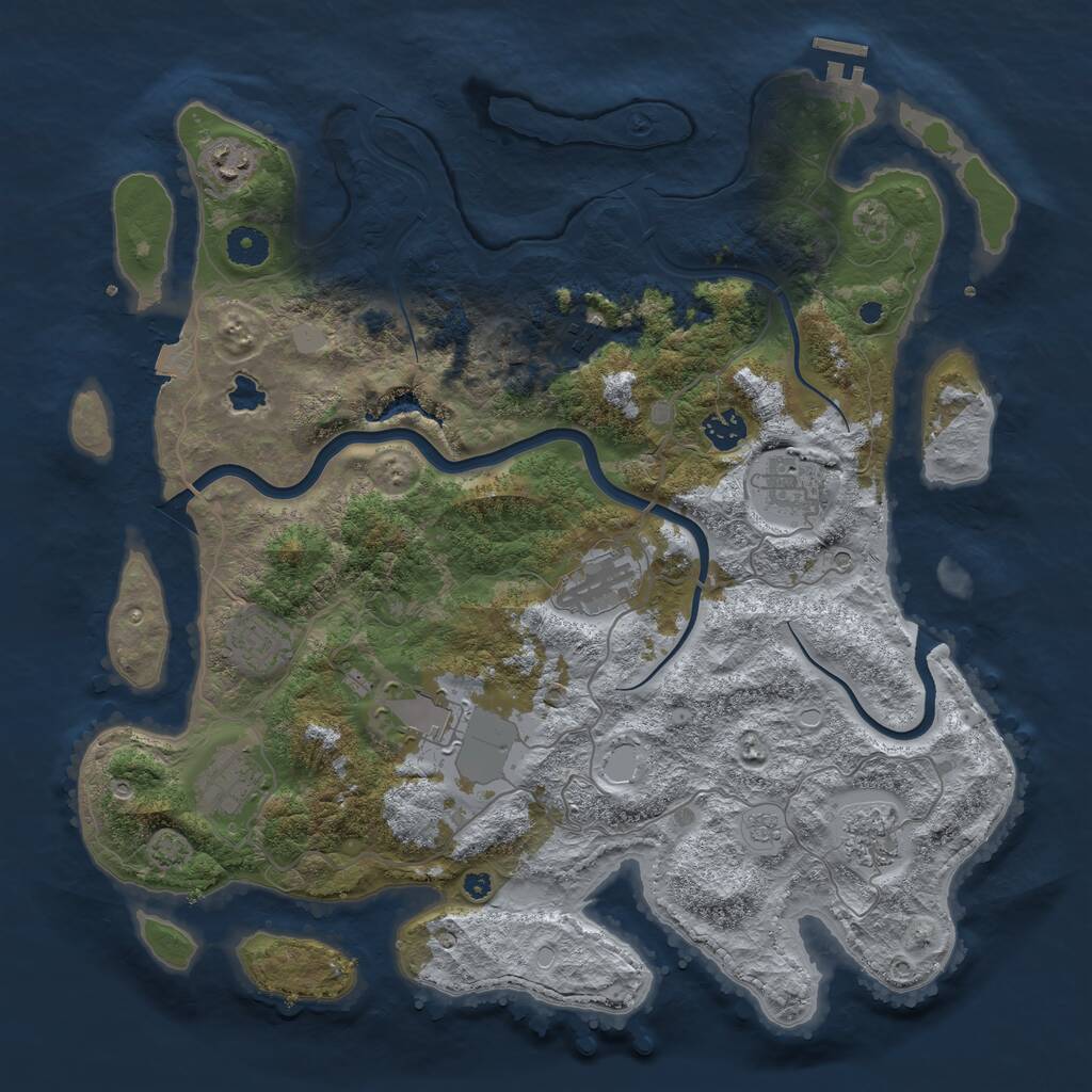 Rust Map: Procedural Map, Size: 4000, Seed: 879837, 14 Monuments