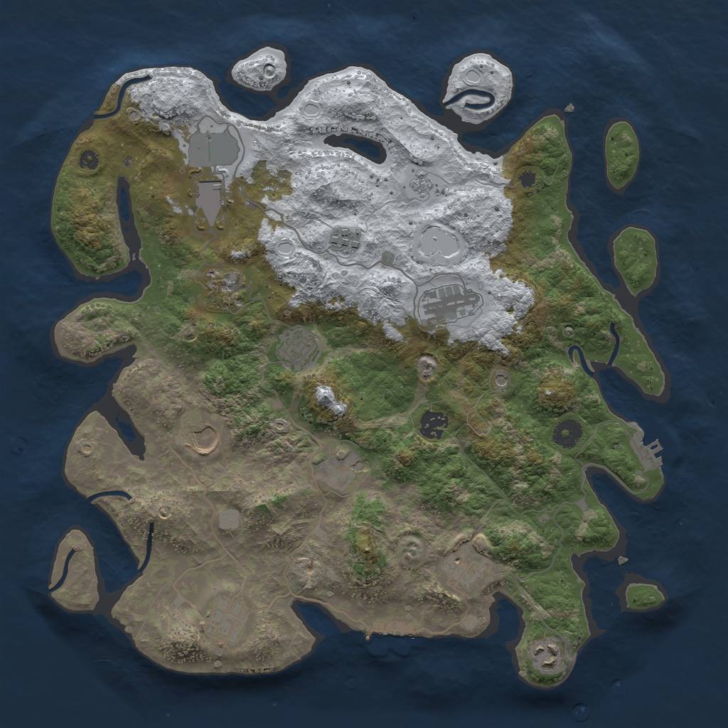 Rust Map: Procedural Map, Size: 3850, Seed: 59825200, 20 Monuments