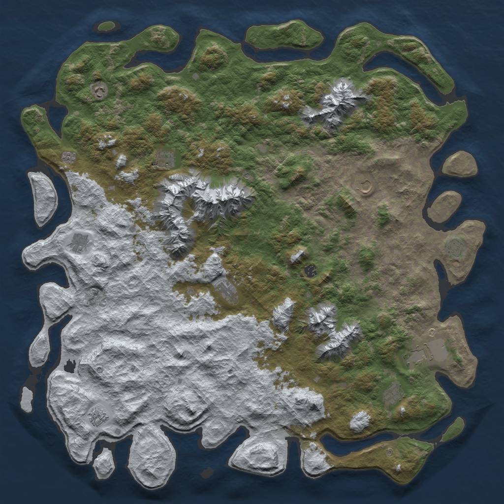 Rust Map: Barren, Size: 6000, Seed: 8041502, 14 Monuments