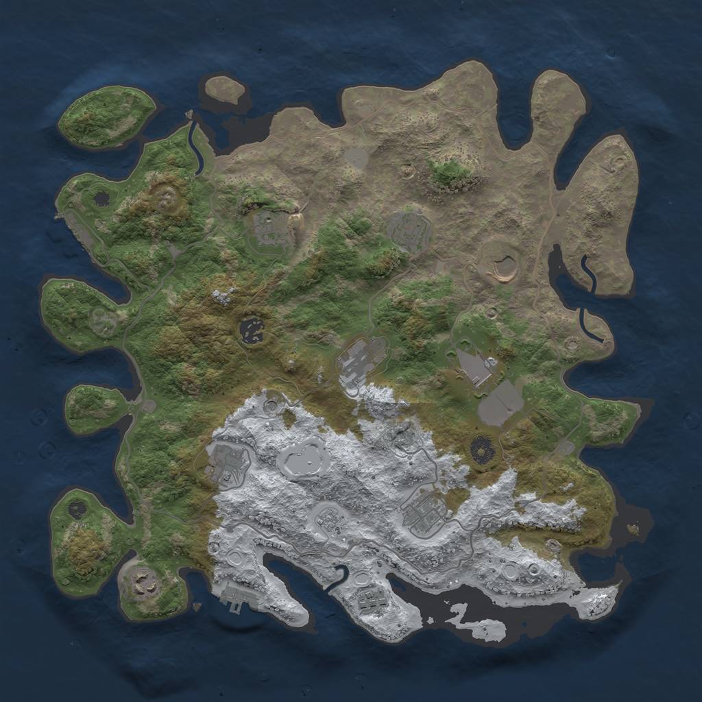 Rust Map: Procedural Map, Size: 4000, Seed: 10640, 19 Monuments