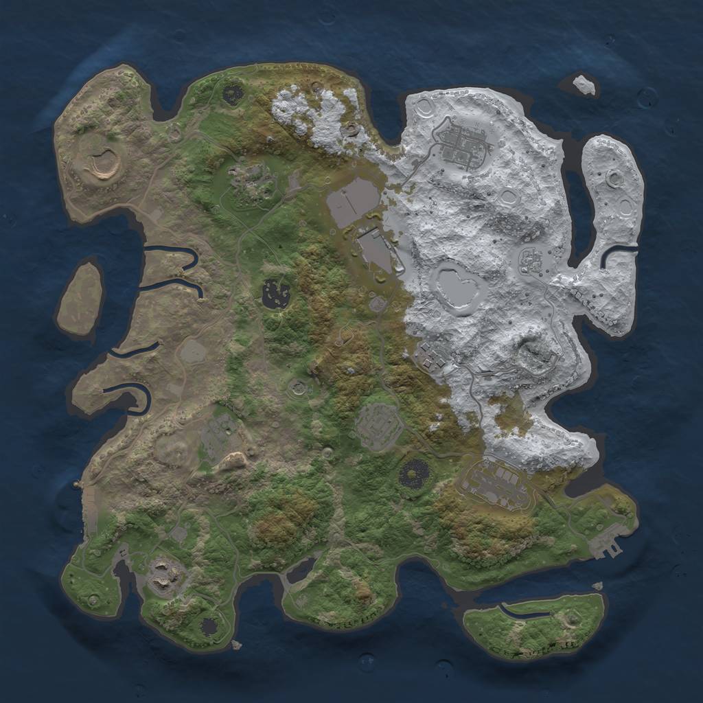 Rust Map: Procedural Map, Size: 3500, Seed: 1792021943, 19 Monuments