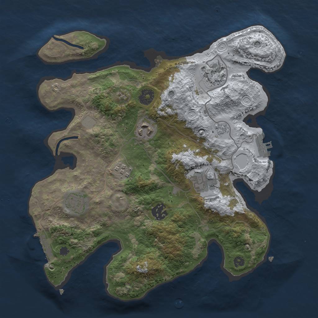 Rust Map: Procedural Map, Size: 3000, Seed: 384672, 14 Monuments