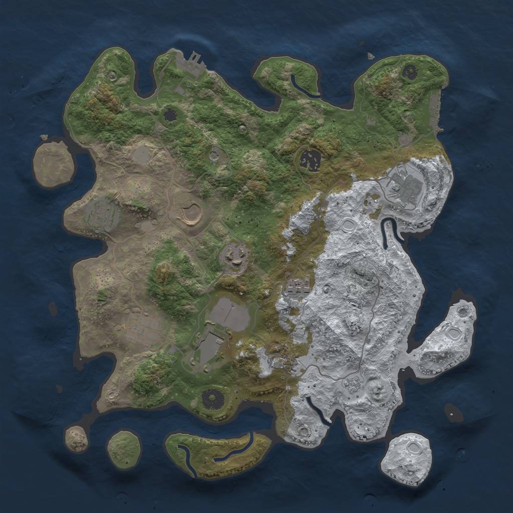 Rust Map: Procedural Map, Size: 3500, Seed: 141221, 18 Monuments