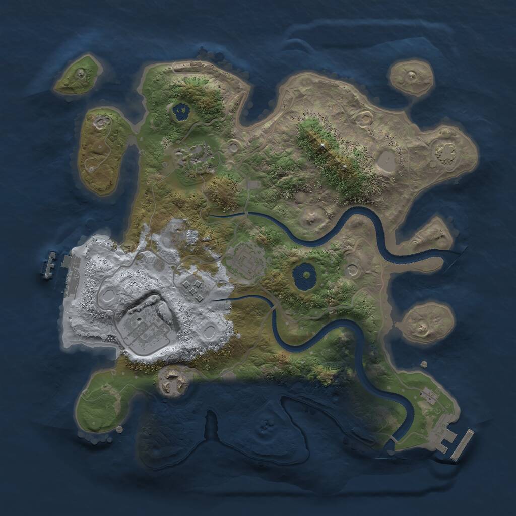 Rust Map: Procedural Map, Size: 3000, Seed: 2204893, 10 Monuments